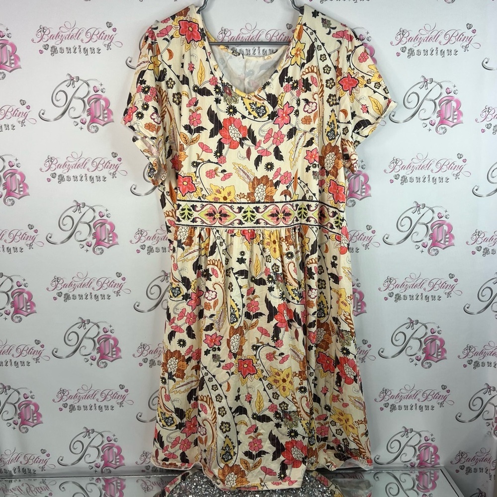 Dress Floral tshirt style paisley flowers Print Women's Dress flowy
